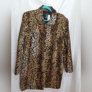 VINTAGE LEOPARD PRINT CORDUROY COAT BY CHAPTER ONE ~ SIZE 10 NWT